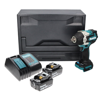 Makita DTW 701 STX Akku Schlagschrauber 18 V 700 Nm 1/2" XPT Brushless + 2x Akku 5,0 Ah + Ladegerät + Makbox