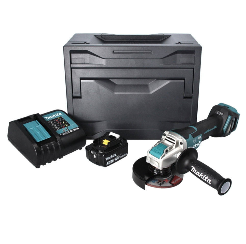 Makita DGA 519 SF1X Meuleuse d'angle sur batterie 18 V 125 mm sans balais X-Lock + 1x batterie 3,0 Ah + chargeur + Makbox