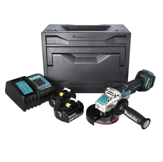 Makita DGA 519 SFX Akku Winkelschleifer 18 V 125 mm Brushless X-Lock + 2x Akku 3,0 Ah + Ladegerät + Makbox