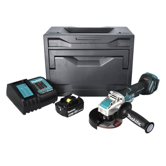 Meuleuse d'angle sur batterie Makita DGA 519 SM1X 18 V 125 mm sans balais X-Lock + 1x batterie 4,0 Ah + chargeur + Makbox