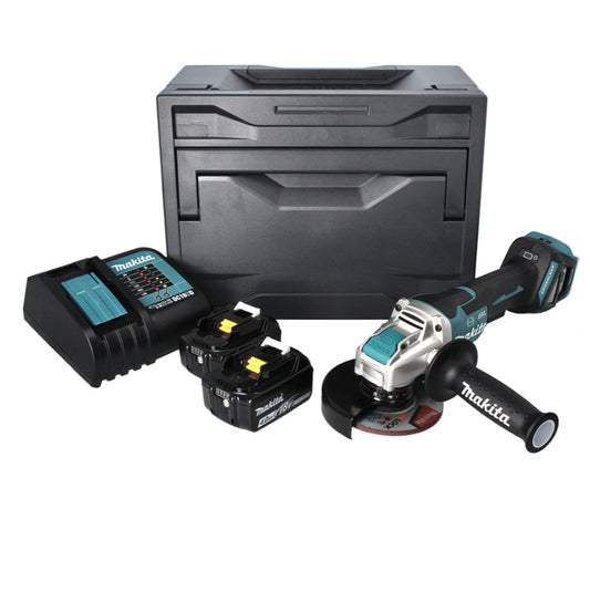 Makita DGA 519 SMX Akku Winkelschleifer 18 V 125 mm Brushless X-Lock + 2x Akku 4,0 Ah + Ladegerät + Makbox