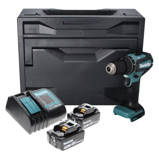 Makita DHP 485 STX perceuse à percussion sans fil 18 V 50 Nm sans balai + 2x batteries 5,0 Ah + chargeur + Makbox