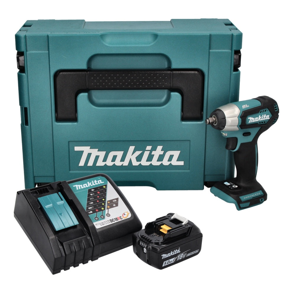 Makita DTW 180 RT1J clé à chocs sans fil 18 V 180 Nm 3/8" sans balai + 1x batterie 5,0 Ah + chargeur + Makpac