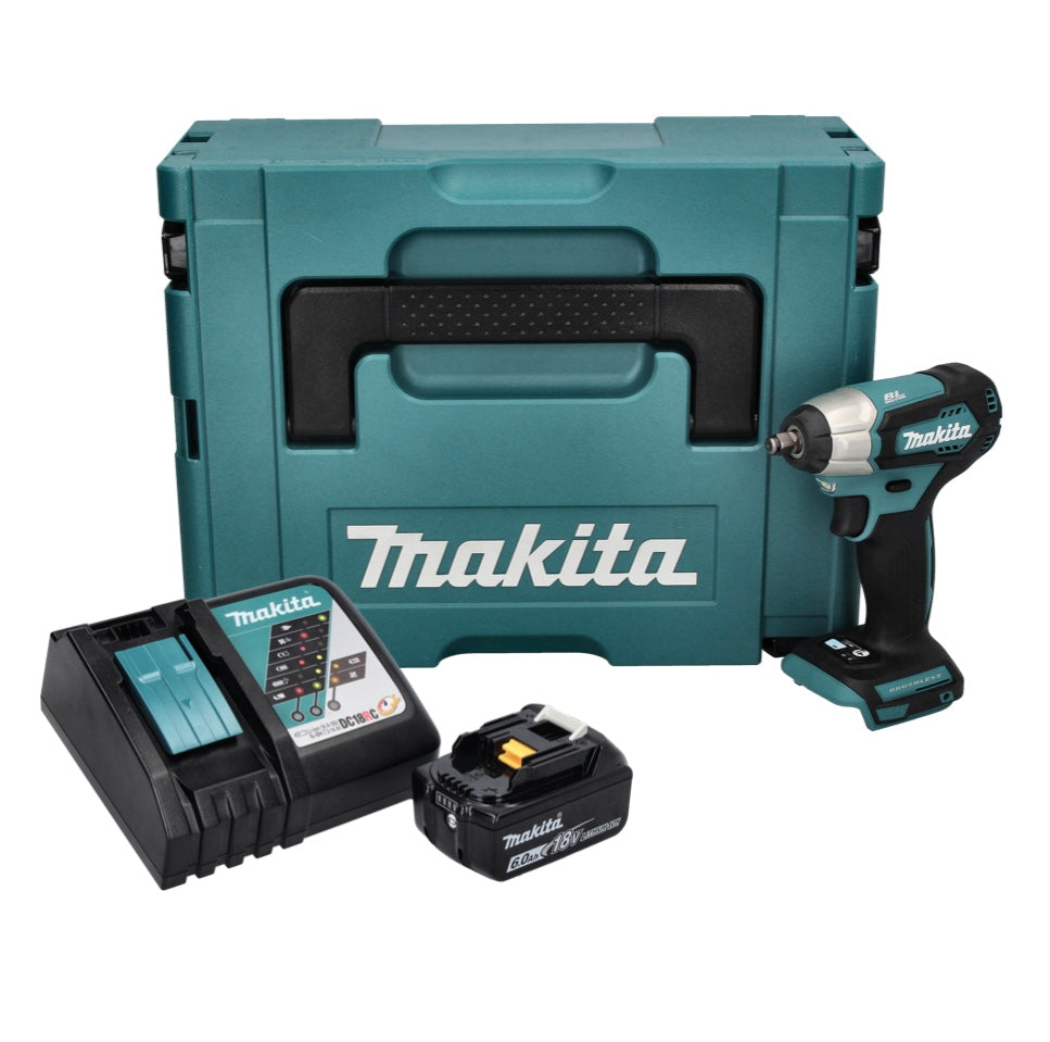 Makita DTW 180 RG1J Akku Schlagschrauber 18 V 180 Nm 3/8" Brushless + 1x Akku 6,0 Ah + Ladegerät + Makpac