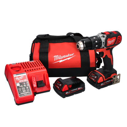 Milwaukee M18 BPD-202B Akku Schlagbohrschrauber 18 V 60 Nm ( 4933478256 ) + 2x Akku 2,0 Ah + Ladegerät + Tasche