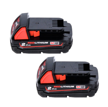 Milwaukee M18 B2 Akku Set 18 V 2x 2,0 Ah / 2000 mAh RED Li-Ion ( 2x 4932430062 )