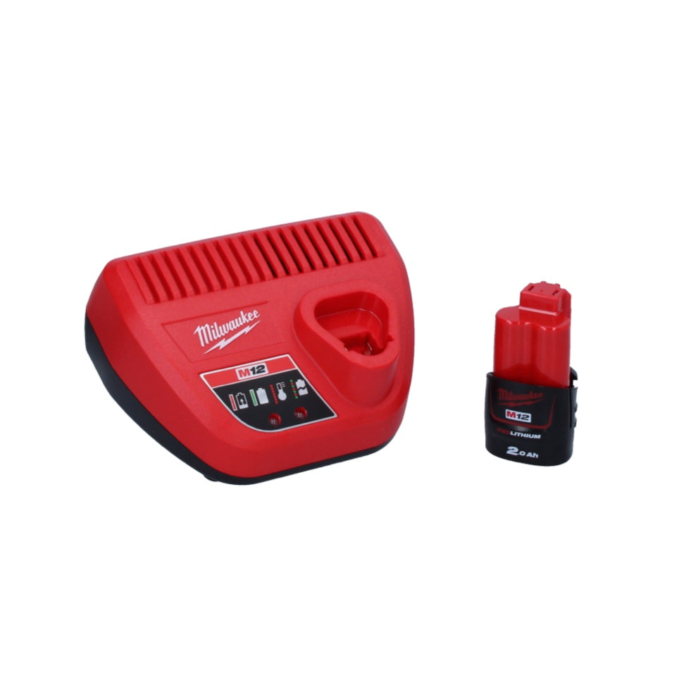 Cliquet à batterie Milwaukee M12 FIR38-201B 12 V 75 Nm 3/8" (4933459798) sans balais + 1x batterie 2,0 Ah + chargeur + sac