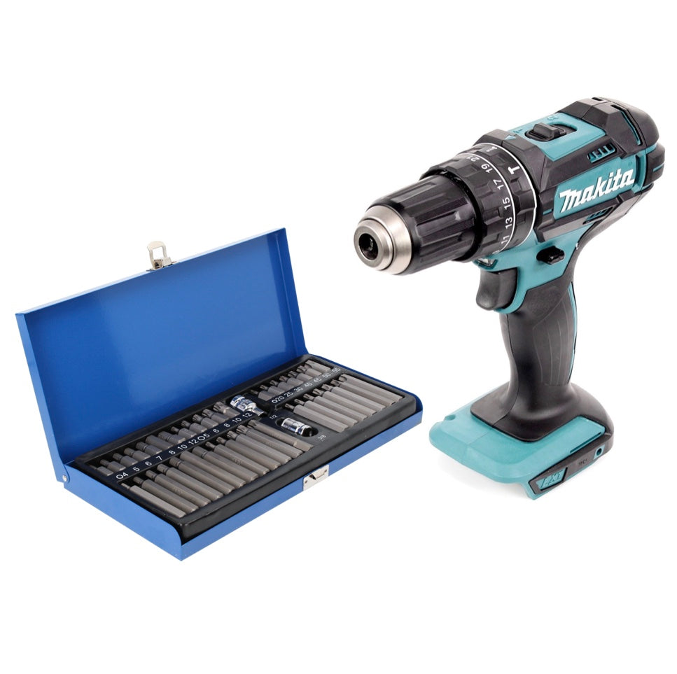 Makita DHP 482 Z perceuse à percussion sans fil 18 V 62 Nm + jeu d'embouts 40 pièces - sans batterie, sans chargeur