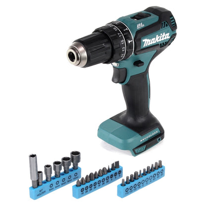 Makita DHP 485 Z perceuse à percussion sans fil 18 V 50 Nm sans balais + jeu de 26 clés à douilles à embouts - sans batterie, sans chargeur