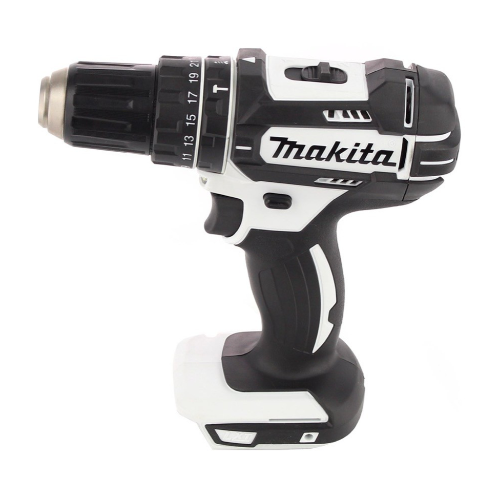 Makita DHP 482 RF1W perceuse à percussion sans fil 18 V 62 Nm + 1 batterie 3,0 Ah + chargeur + jeu d'embouts 26 pièces