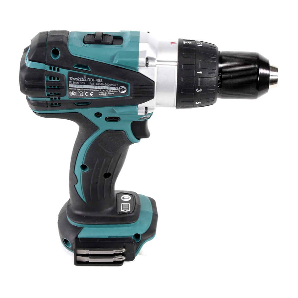 Makita DDF 458 Z Akku Bohrschrauber 18 V 91 Nm + 26 tlg. Bit Set - ohne Akku, ohne Ladegerät