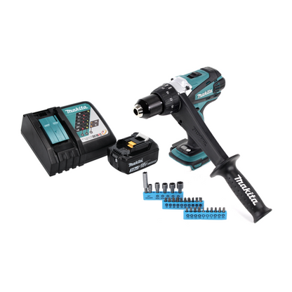 Makita DDF 458 RF1 perceuse-visseuse sans fil 18 V 91 Nm + 1x batterie 3,0 Ah + chargeur + jeu d'embouts 26 pièces