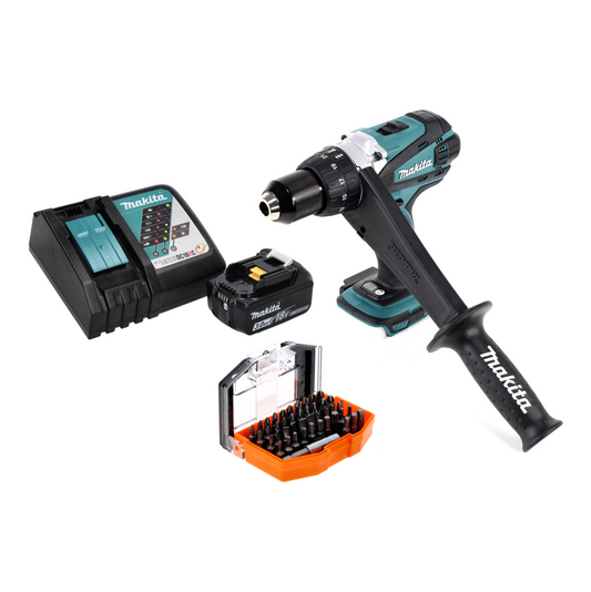 Makita DDF 458 RF1 perceuse-visseuse sans fil 18 V 91 Nm + 1x batterie 3,0 Ah + chargeur + jeu d'embouts 44 pièces