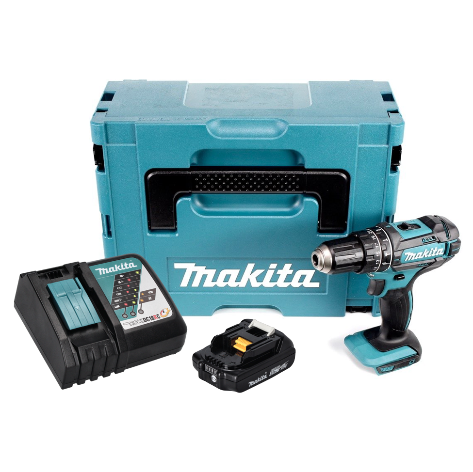 Makita DHP 482 RA1J Akku Schlagbohrschrauber 18 V 62 Nm + 1x Akku 2,0 Ah + Ladegerät + Makpac