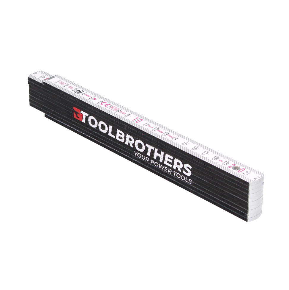 Stabila Toolbrothers Gliedermaßstab Zollstock Meterstab mit Winkelmesser 2m Genauigkeitsklasse III mit PEFC Siegel schwarz weiß - Toolbrothers