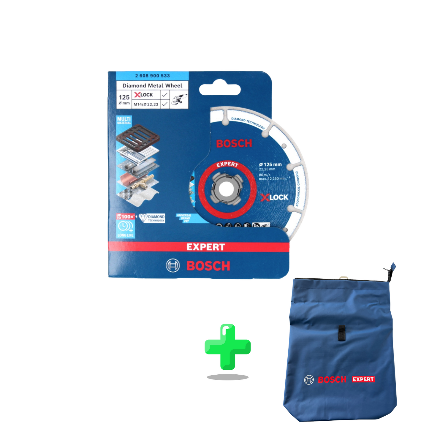 Bosch X-LOCK Diamant Metallscheiben Trennscheibe + Bosch Expert Rucksack