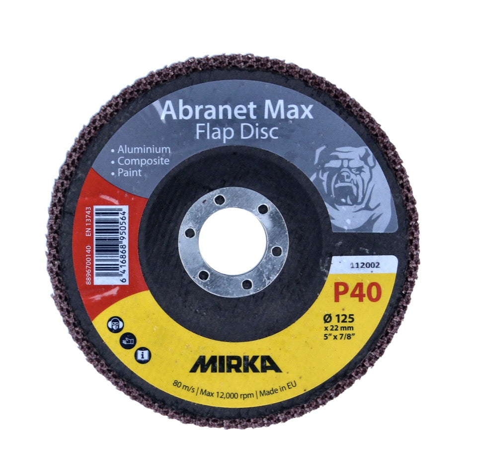 Mirka Abranet Max Flap Disc T29 125 mm 22 mm ALOX 40 ( 10x 8896700140 ) Fächerscheibe für Aluminium, Verbundstoffe, Lack - Toolbrothers