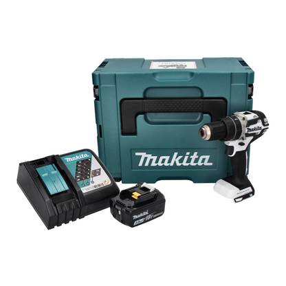 Makita DHP 484 RF1J W Akku Schlagbohrschrauber 18 V 54 Nm Brushless Weiß + 1x Akku 3,0 Ah + Ladegerät + Makpac