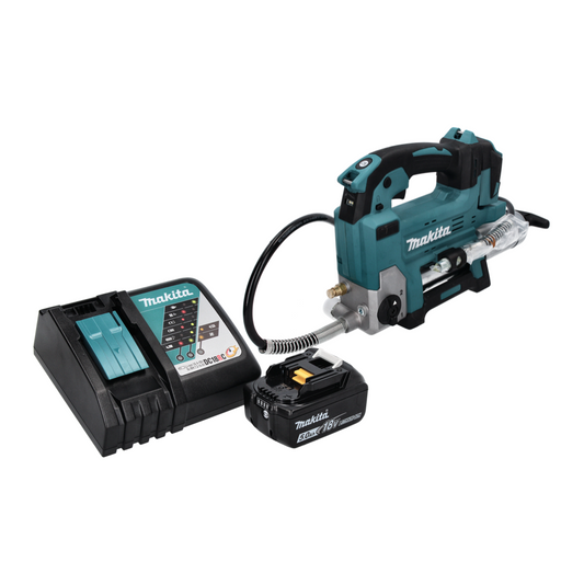 Makita DGP 180 RT1 Akku Fettpresse 18 V 690 bar + 1x Akku 5,0 Ah + Ladegerät