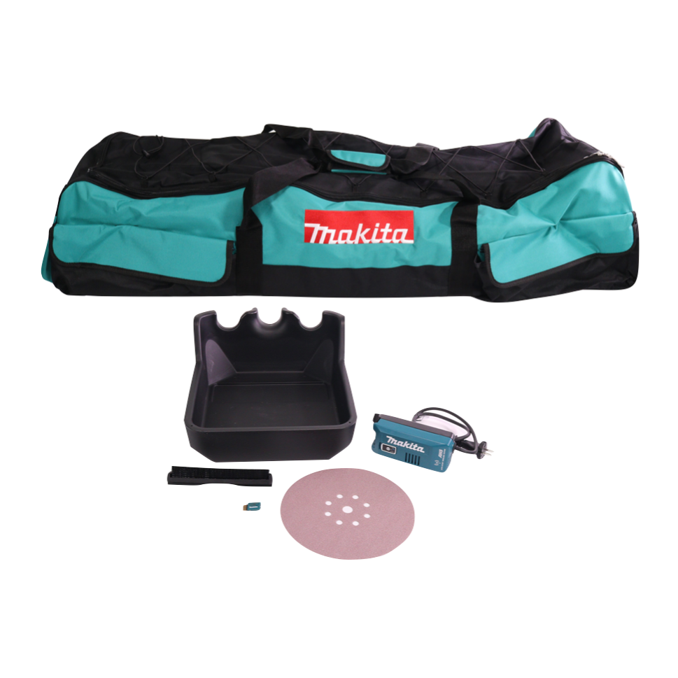 Makita DSL 800 RFX ponceuse à long col avec batterie 18 V 225 mm sans balais + 2x batteries 3,0 Ah + chargeur + accessoires + sac