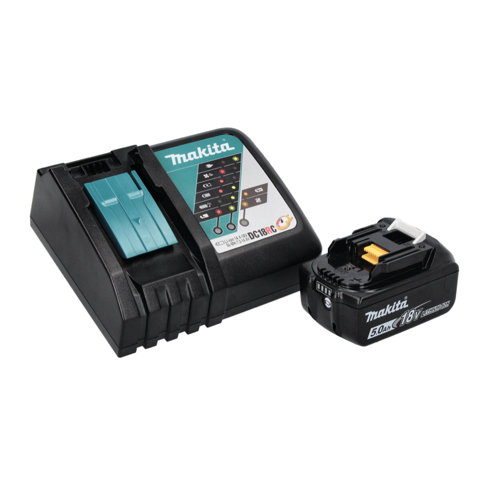 Makita DSL 800 RT1X ponceuse à long col sans balais 18 V 225 mm + 1x batterie 5,0 Ah + chargeur + accessoires + sac