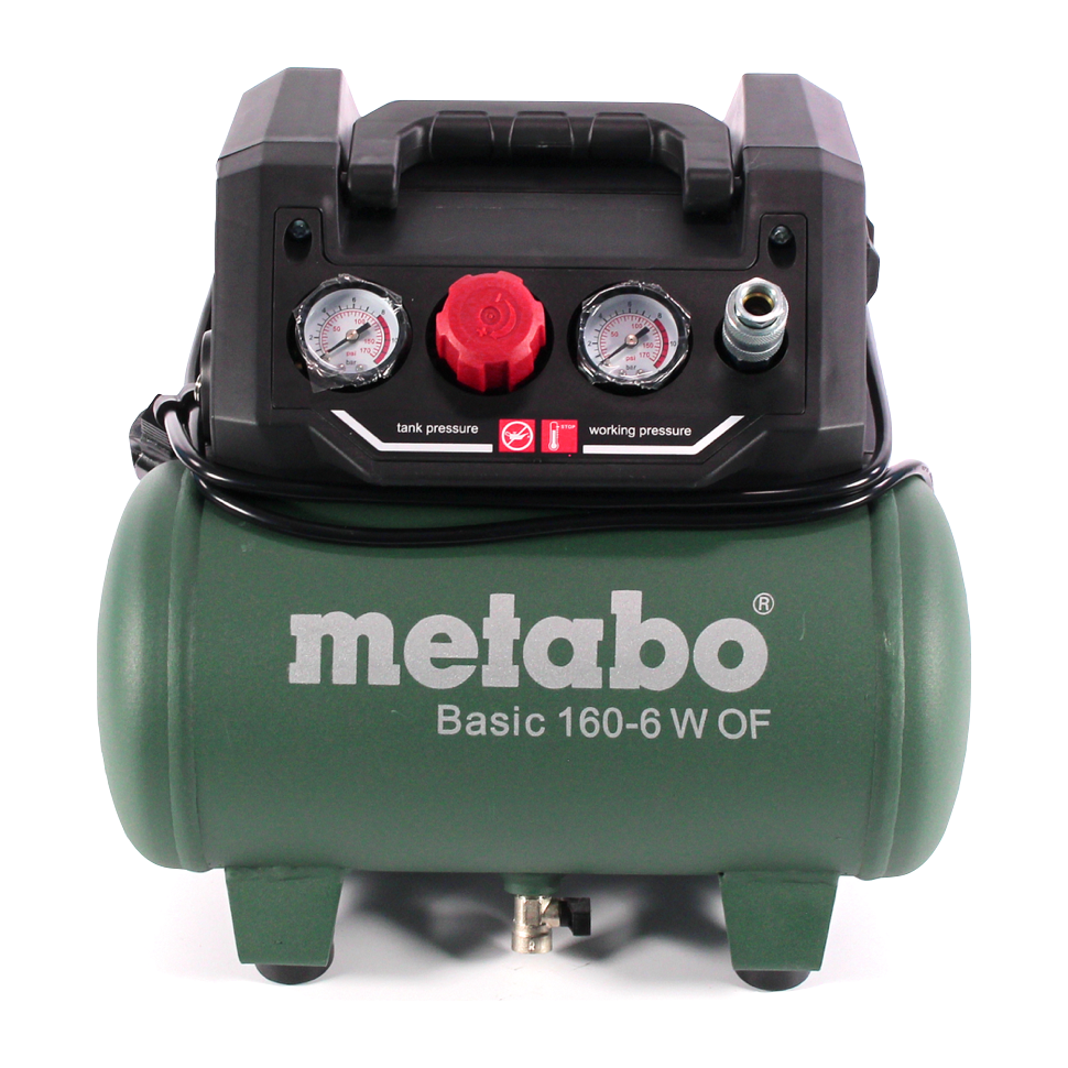 Metabo Basic 160-6 W OF Kompressor 900 W 8 bar ( 601501000 ) + 4 tlg. Zubehör Set