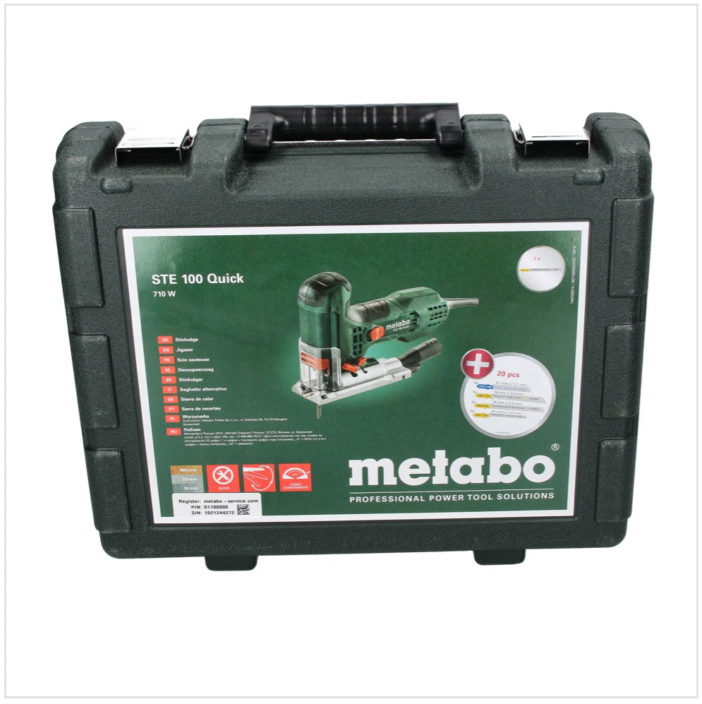 Metabo STE 100 Quick Stichsäge 710 W ( 601100900 ) + 21x Stichsägeblatt + Absaugstutzen + Schutzglas + Koffer