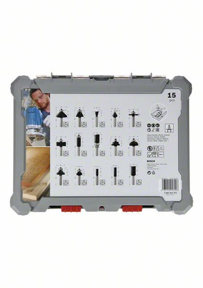 Bosch Mixed Fräser Set 15 tlg. 6 mm Schaft ( 2607017471 ) für Oberfräsen