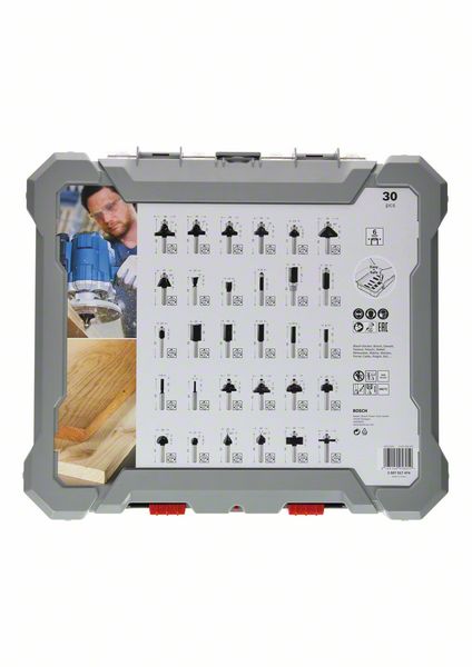 Bosch Mixed Fräser Set 6 mm 30 tlg. + Koffer ( 2607017474 ) für Oberfräsen mit Rundschaft