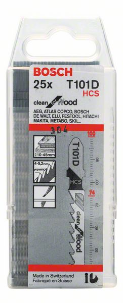 Bosch T 101 D Stichsägeblätter Clean for Wood 25 Stk. 100 mm ( 2608630032 ) - Toolbrothers