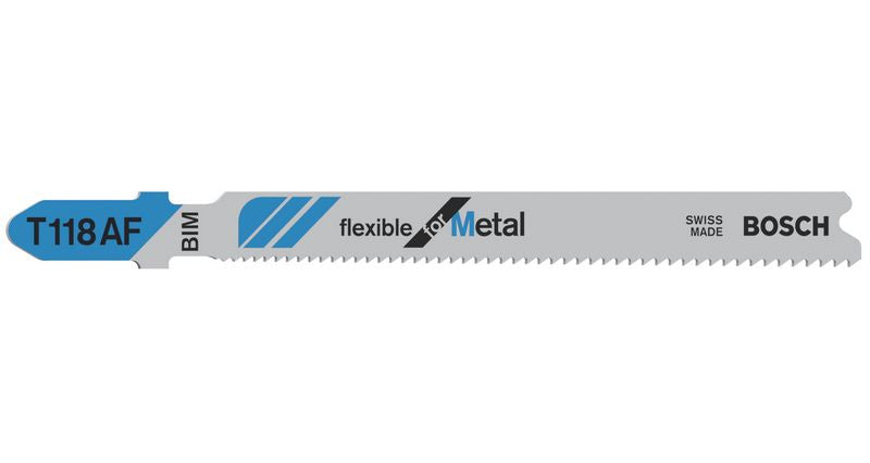 Bosch T 118 AF Stichsägeblätter Flexible for Metal für Metall - 100 Stück, gefräste gewellte progressive Zahnausführung, für Stichsägen mit T-Schaft-Aufnahme - Toolbrothers