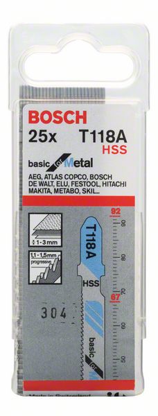 Bosch T 118 B Stichsägeblätter Basic for Metal 25 Stk. 92 mm ( 2608631014 ) - Toolbrothers