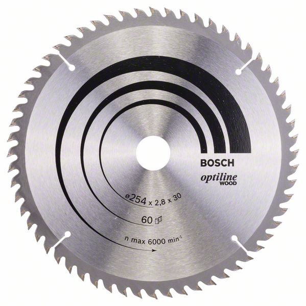 Bosch Kreissägeblatt Optiline Wood OP WO B 254 x 30 x 2,8 mm 254 mm 60 Wechselzähne ( 2608640444 ) - Toolbrothers