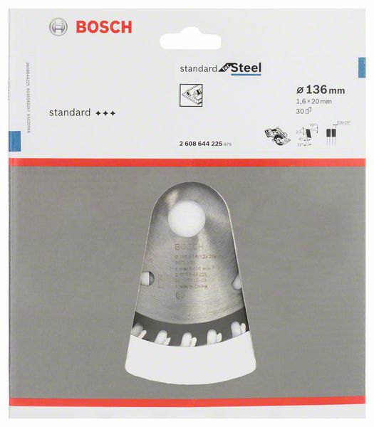 Bosch Kreissägeblatt Standard for Steel 136 x 20 x 1,6 mm 30 Zähne ( 2608644225 ) - Toolbrothers