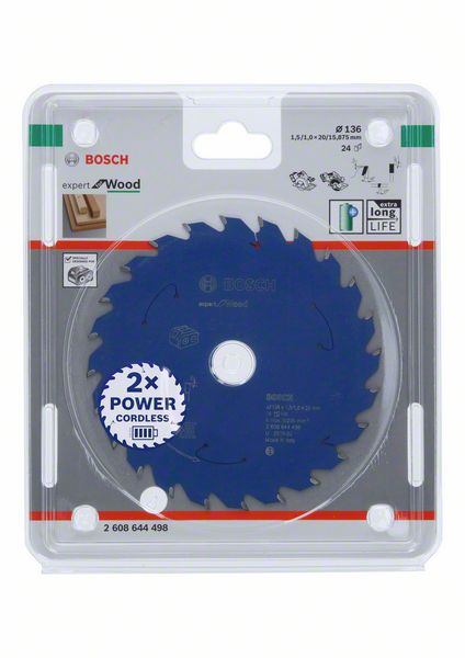 Bosch Kreissägeblatt Expert for Wood 136 x 1,0 x 20 mm 24 Zähne für Holz ( 2608644498 ) - Toolbrothers