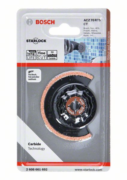 Bosch ACZ 70 RT5 Schmalschnitt Segmentsägeblatt Starlock Carbide-RIFF 70 mm VPI1 ( 2608661692 )