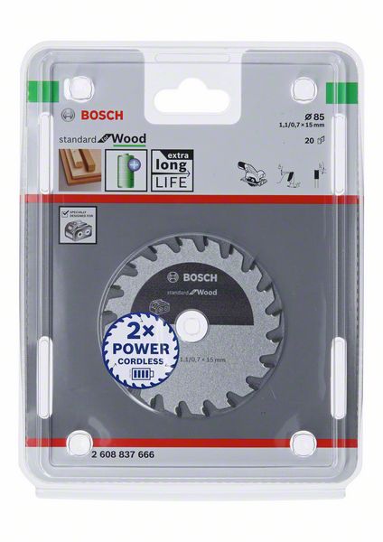 Bosch Kreissägeblatt Standard for Wood 85 x 1,1 x 15 mm 20 Zähne ( 2608837666 ) - Toolbrothers