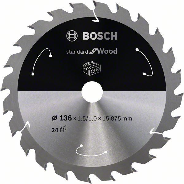 Bosch Kreissägeblatt Standard for Wood 136 x 1,5 x 16 mm 24 Zähne ( 2608837667 ) - Toolbrothers