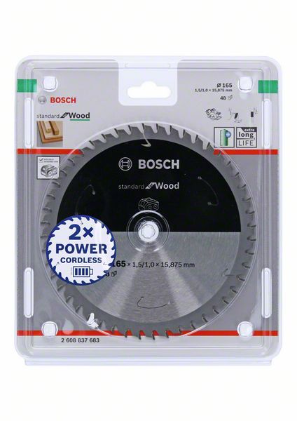 Bosch Kreissägeblatt Standard for Wood 165 x 1,5 x 15,875 mm 48 Zähne ( 2608837683 ) - Toolbrothers