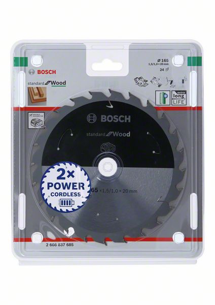 Bosch Kreissägeblatt Standard for Wood 165 x 20 x 1,5 mm 24Z ( 2608837685 )