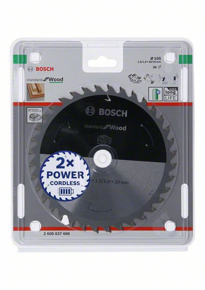 Bosch Kreissägeblatt Standard for Wood 165 x 1,5 x 20 / 16 mm 36 Zähne ( 2608837686 ) - Toolbrothers