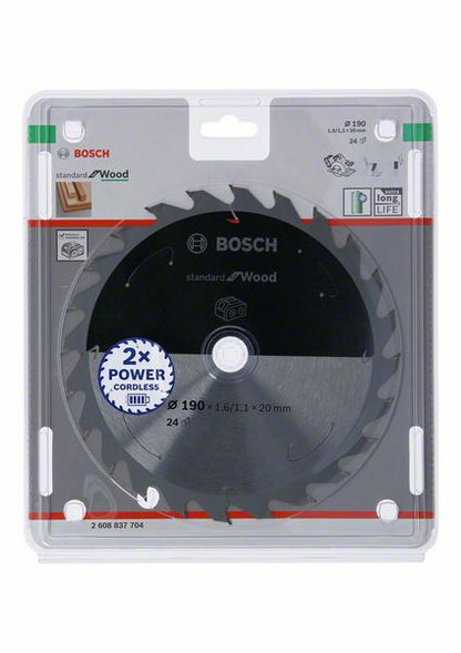 Bosch Kreissägeblatt Standard for Wood 190 x 1,6 x 20 mm 24 Zähne ( 2608837704 ) - Toolbrothers