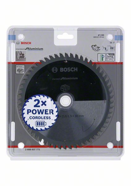 Bosch Kreissägeblatt Standard for Aluminium 190 x 1,5 x 30 mm 56 Zähne ( 2608837771 ) - Toolbrothers