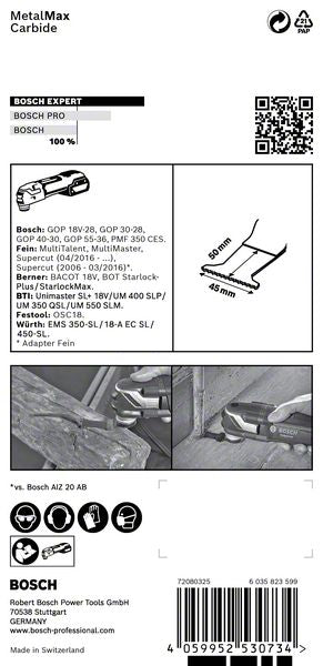 Bosch EXPERT MetalMax PAIZ 45 AIT Tauchsägeblatt Starlock Plus 45 x 50 mm 1 Stk. ( 2608900021 ) für Metall Carbide - Toolbrothers