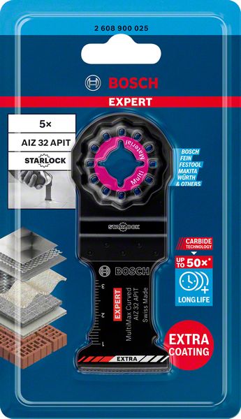 Bosch EXPERT MultiMax AIZ 32 APIT Tauchsägeblatt Starlock 32 x 40 mm 5 Stk. ( 2608900025 ) Carbide Multi Material - Nachfolger von 2608664215