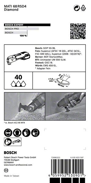 Bosch Expert MATI 68 RSD4 Corner Blade Eckblatt Starlock Max 68 x 10 mm ( 2608900038 ) Diamond Technology - Toolbrothers