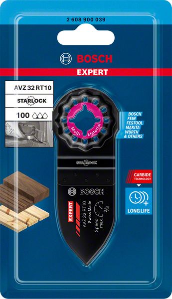 Bosch Expert AVZ 32 RT10 Schleiffinger Starlock 32 x 50 mm ( 2608900039 ) Carbide Technology für Multifunktionswerkzeuge