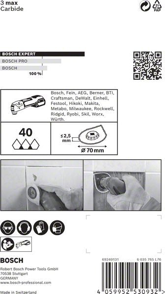 Bosch EXPERT 3 Max AVZ 70 RT4 Mörtelentferner Starlock 87 x 70 mm 1 Stk. ( 2608900041 ) für Mörtel Carbide  - Nachfolger von 2608661757