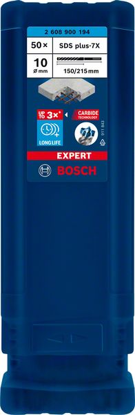 Bosch Expert SDS plus 7X Hammerbohrer 10,0 x 215 mm 50 Stk. ( 2608900194 ) 4 Schneiden Carbide Technology