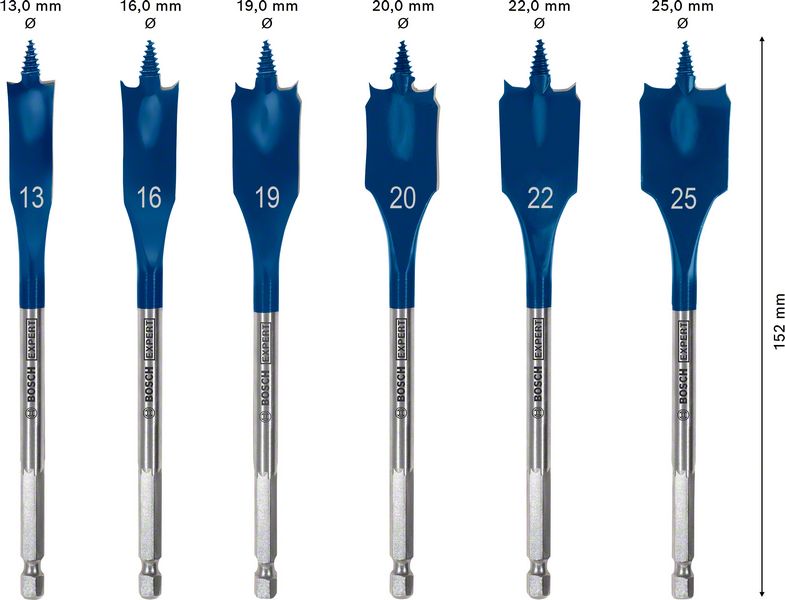 Bosch EXPERT SelfCut Speed Flachfräsbohrer Set 13 - 25 mm 6 tlg. ( 2608900333 ) für Holz - Nachfolger von 2608595425